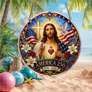 Christian America 250 Years of Freedom Jesus Christ Patriotic Heritage Ornament