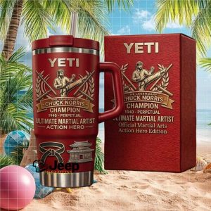 Chuck Norris Ultimate Martial Artist Legendary Action Hero Champion Edition Red Stainless Steel Insulated Tumbler