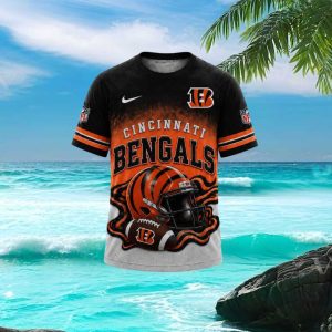 Cincinnati Bengals 3D Graphic Helmet Stadium Football T Shirt