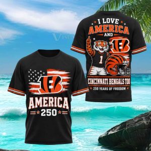 Cincinnati Bengals America 250 Years Of Freedom T Shirt
