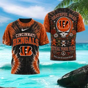Cincinnati Bengals Grateful Dead Steal Your Face Tie Dye T Shirt