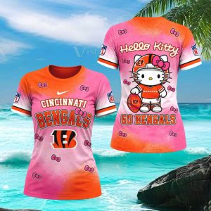 Cincinnati Bengals Hello Kitty Pink Bow Football T Shirt