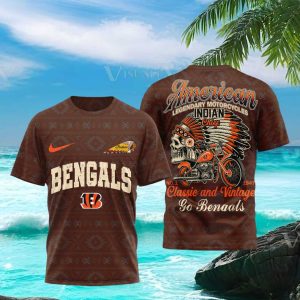 Cincinnati Football Legendary Indian Chief Motorcycle T Shirt