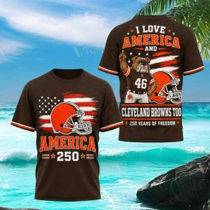 Cleveland Browns America 250 Years Freedom Football T Shirt