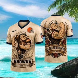Cleveland Browns Popeye The Sailor Man Custom NFL Football T Shirt