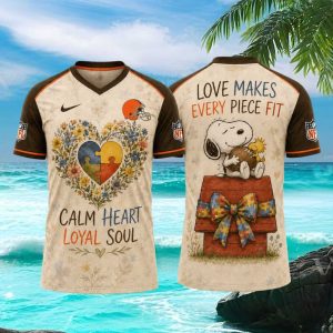 Cleveland Browns Snoopy Autism Awareness Calm Heart Loyal Soul T Shirt