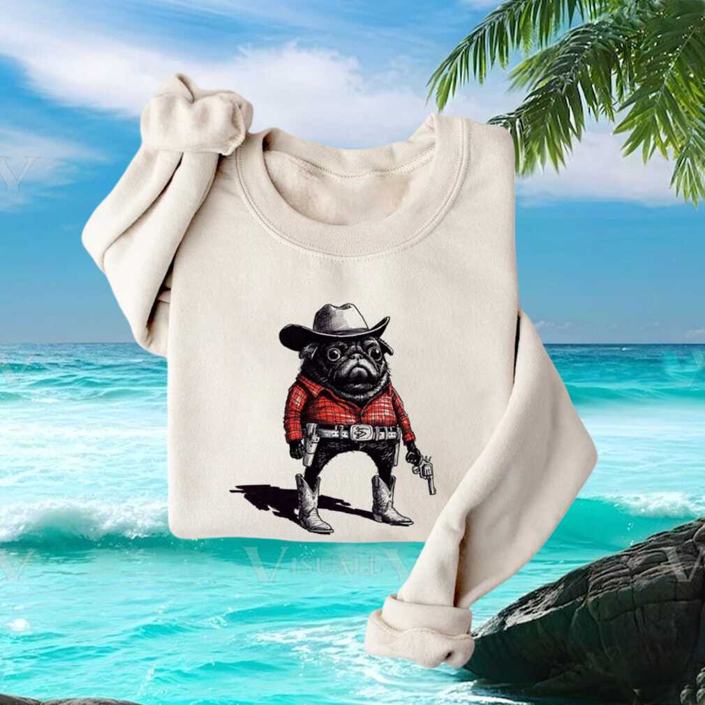 Cowboy Pug Dog Western Style Funny Cute Animal Unisex Crewneck T Shirt Cowboy Pug Dog Western Style Funny Cute Animal Unisex Crewneck T Shirt