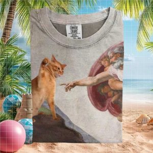 Creation Of Adam Cat Parody Funny Artistic Renaissance T Shirt.jfif