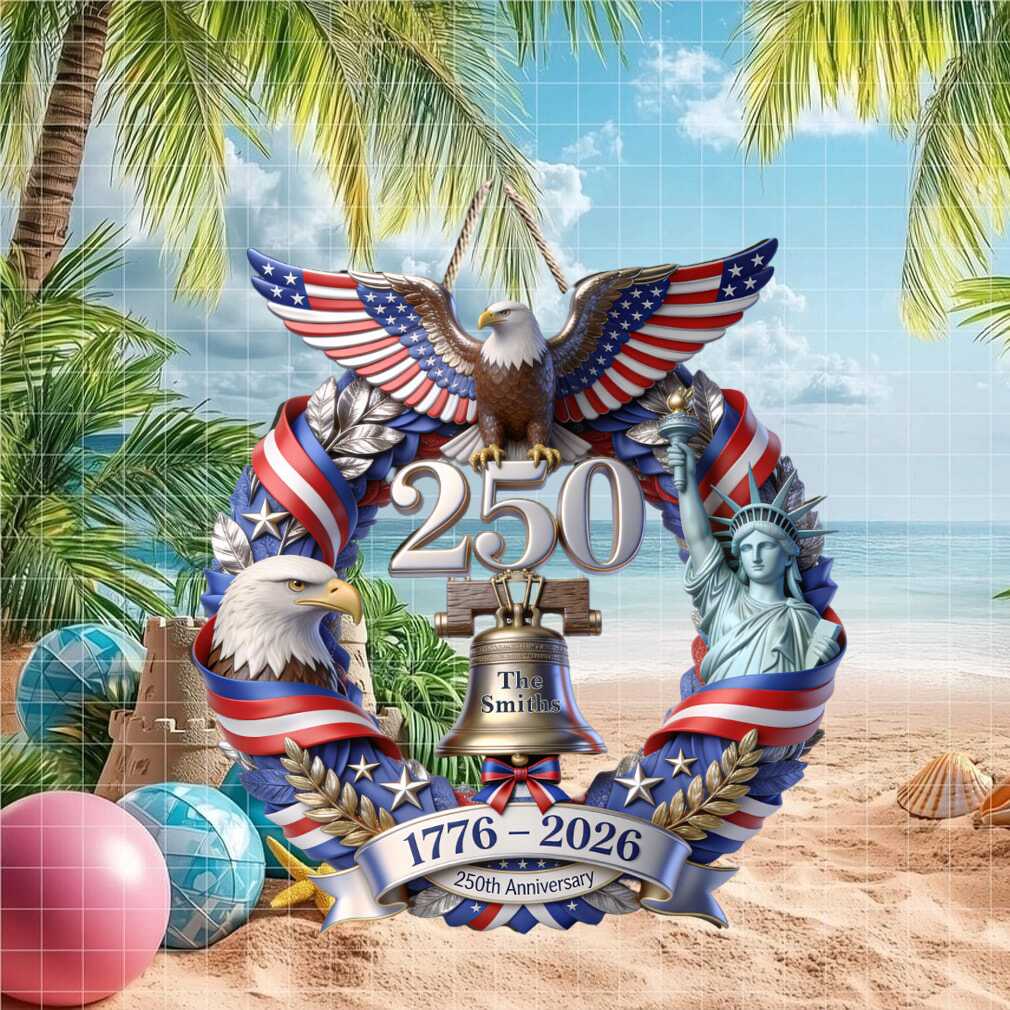 Custom Family Name 250th Anniversary Eagle & Statue of Liberty Wreath Ornament Custom Family Name 250th Anniversary Eagle & Statue of Liberty Wreath Ornament