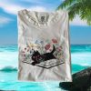 Cat Gazing At Full Moon Meadow Floral Silhouette T Shirt Cat Gazing At Full Moon Meadow Floral Silhouette T Shirt