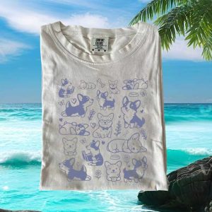 Cute Corgi Pattern Print Many Dogs Funny Puppy Lover Graphic T Shirt