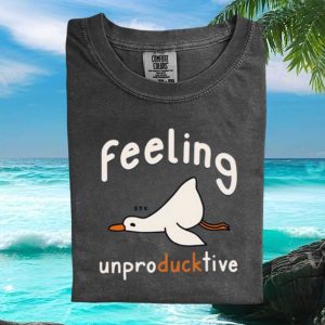 Cute Duck Feeling Unproductive Lazy Funny Graphic T Shirt