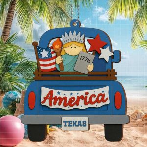 Cute Lady Liberty Texas Patriotic Truck Ornament 1776 America Independence Ornament