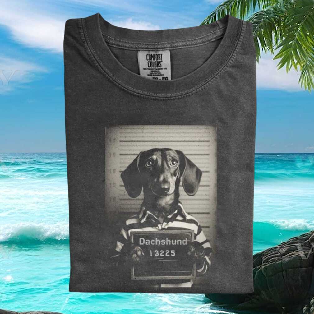 Dachshund Dog Mugshot Funny Criminal Portrait Graphic T Shirt Dachshund Dog Mugshot Funny Criminal Portrait Graphic T Shirt