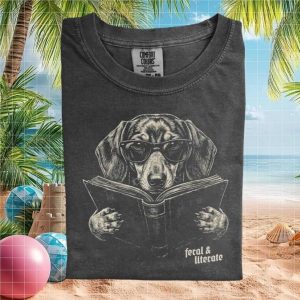 Dachshund Feral And Literate Bookworm Dog Reading T Shirt