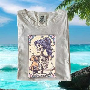 Dachshund Mom Tarot Card Skeleton Graphic T Shirt