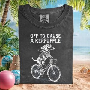 Dachshund Off To Cause A Kerfuffle Bicycle Dog T Shirt