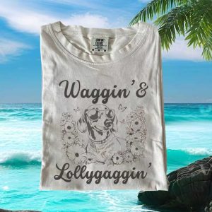 Dachshund Sunglasses Flower Wreath Waggin Lollygaggin T Shirt
