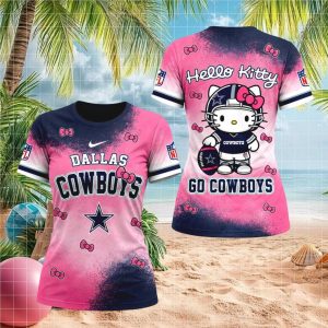 Dallas Cowboys Hello Kitty Cute Pink Navy Football Women T shirt