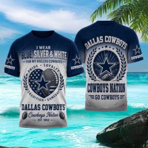 Dallas Cowboys Nation Blue Silver White Football Fan T Shirt