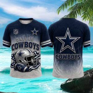 Dallas Cowboys Star Helmet Ombre Gradient Sports T Shirt