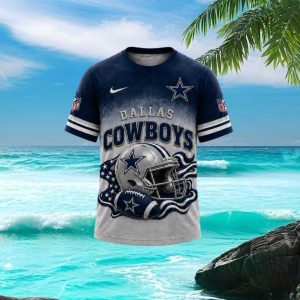 Dallas Football Helmet and Star American Flag Graphic T Shirt