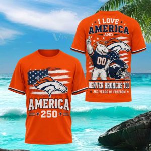 Denver Broncos America 250 Years Freedom Mascot T Shirt