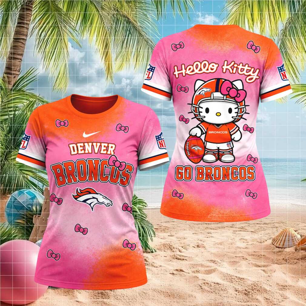 Denver Broncos Hello Kitty Pink Orange Football Women T shirt Denver Broncos Hello Kitty Pink Orange Football Women T shirt