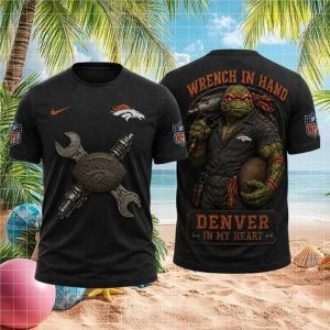 Denver Broncos Mechanic Ninja Turtle T Shirt Mile High Football Fan Graphic T Shirt