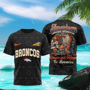 Denver Football Classic Indian Chief Vintage Motorcycle T Shirt