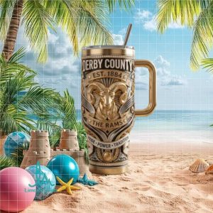 Derby County The Rams Est 1884 Pride Power Tradition Fan Gift Stainless Steel Insulated Tumbler