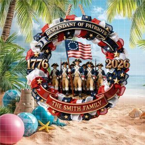 Descendant of Patriots Smith Family Personalized Ornament 1776 2026 US 250th Anniversary Wreath DeOrnament
