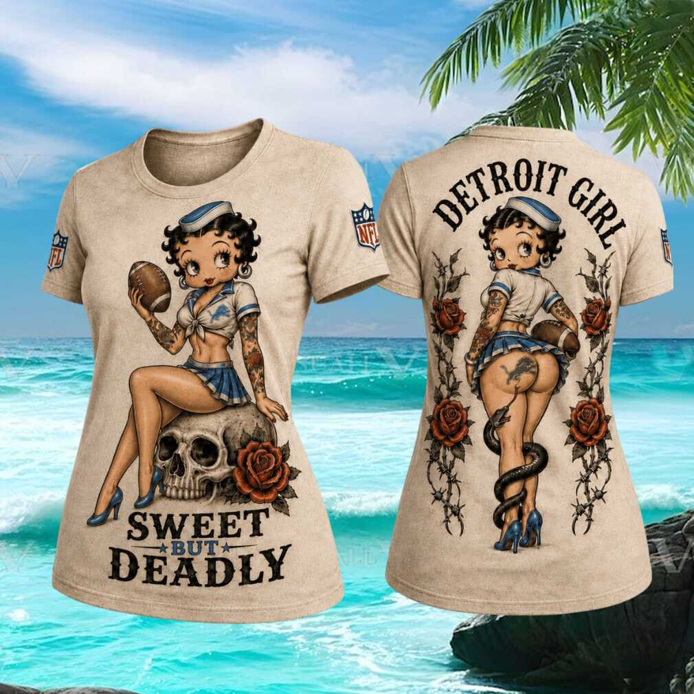 Detroit Football Betty Skull Sweet But Deadly T Shirt Detroit Football Betty Skull Sweet But Deadly T Shirt