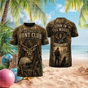 Detroit Football Hunt Club Camo T Shirt Rugged Outdoorsman Game Day Gear