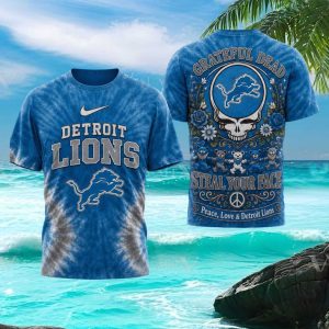 Detroit Lions Grateful Dead Steal Your Face Tie Dye T Shirt