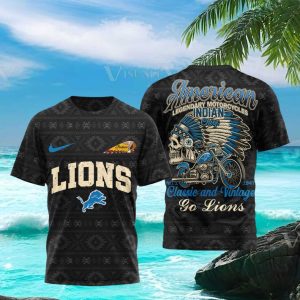 Detroit Lions Indian Motorcycle Vintage Classic Football T Shirt