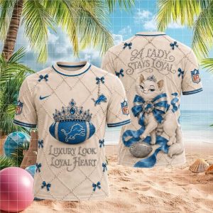 Detroit Lions Luxury Pearl Tiara Cat Loyal Heart T shirt