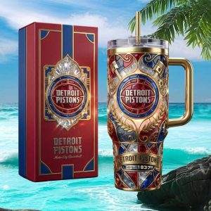 Detroit Pistons Motor City Basketball Est 1937 Vintage Retro 20oz Gift Fans Stainless Steel Insulated Tumbler