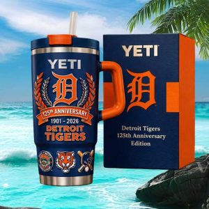 Detroit Tigers 125th Anniversary MLB Baseball Fan Gift 40oz Tumbler