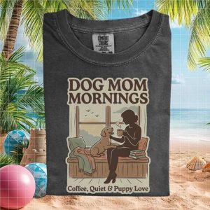 Dog Mom Mornings Coffee and Puppy Love Retro T Shirt
