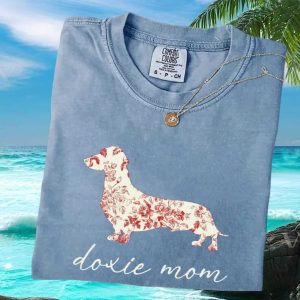Doxie Mom Floral Dachshund Dog Lover Comfort Colors T Shirt