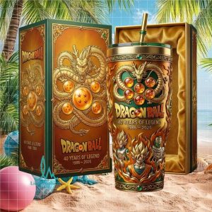Dragon Ball 40 Years of Legend 1986 2026 Goku Vegeta Retro 20oz Stainless Steel Insulated Tumbler