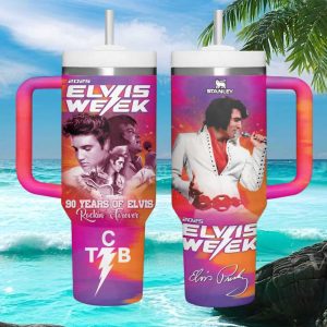 Elvis Presley Elvis Week 2025 Rockin Forever 90 Years Anniversary Retro Purple Stainless Steel Insulated Tumbler