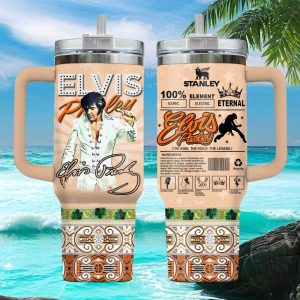Elvis Presley The King Voice Legend Nutrition Facts Vintage Retro Aesthetic Fan Stainless Steel Insulated Tumbler