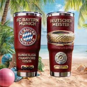 FC Bayern Munich Deutscher Meister Bundesliga Champions 2025.26 Soccer Gifts for Fans Stainless Steel Insulated Tumbler