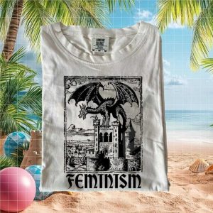 Feminism Dragon Castle Fantasy Medieval Art Graphic Comfort Colors T Shirt