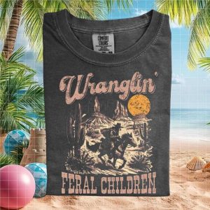Feral Children Wranglin Desert Western Sunset Vintage T Shirt