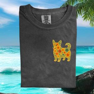 Floral Corgi Dog Boho Spring Flower Garden Graphic T Shirt