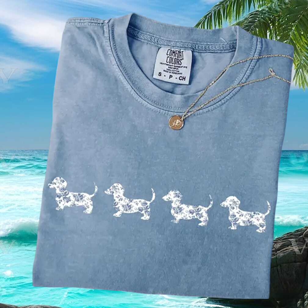 Floral Dachshund Wiener Dog Line Art Comfort Colors T Shirt Floral Dachshund Wiener Dog Line Art Comfort Colors T Shirt