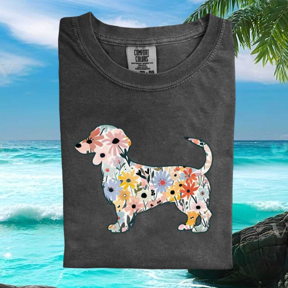 Floral Dachshund Wiener Dog Spring Boho Graphic Comfort Colors T Shirt Floral Dachshund Wiener Dog Spring Boho Graphic Comfort Colors T Shirt
